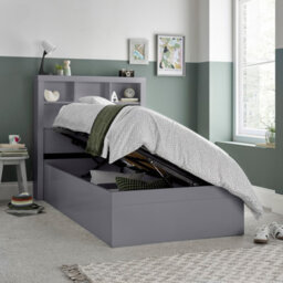 Bedmaster Oscar Grey Wooden Bookcase Ottoman Storage Bed And Cotswold 3000 Pocket Sprung Natural Mattress - thumbnail 1