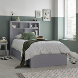 Bedmaster Oscar Grey Wooden Bookcase Ottoman Storage Bed And Cotswold 3000 Pocket Sprung Natural Mattress - thumbnail 4