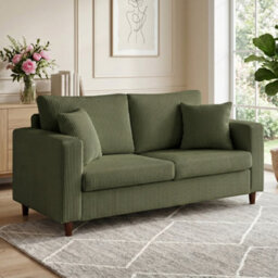 Homcom Loveseat Sofa With Wide Seat, Corduroy Upholstered, Green - thumbnail 1