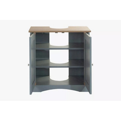 Bathroom Under Sink Cabinet Basin Storage Cupboard Vanity Unit - Grey And Oak - image 1