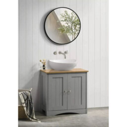 Bathroom Under Sink Cabinet Basin Storage Cupboard Vanity Unit - Grey And Oak - thumbnail 3