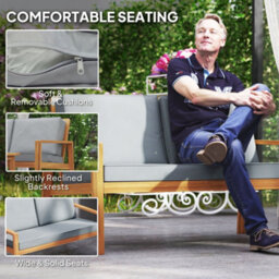 Wyld Haus Rotoyo 4-Seater Acacia Teak-Tone Outdoor Set With Grey Cushions - thumbnail 6