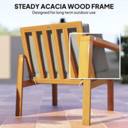 Wyld Haus Rotoyo 4-Seater Acacia Teak-Tone Outdoor Set With Grey Cushions - thumbnail 5