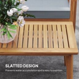 Wyld Haus Rotoyo 4-Seater Acacia Teak-Tone Outdoor Set With Grey Cushions - thumbnail 7