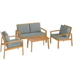Wyld Haus Rotoyo 4-Seater Acacia Teak-Tone Outdoor Set With Grey Cushions - thumbnail 2