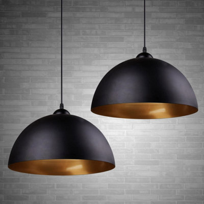 Frideko 2 Pack Lampshades For Ceiling Lights - Industrial Light Shade Black Pendant Fitting Kitchen Lighting Metal Lampshade