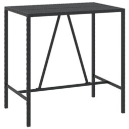 Berkfield 7 Piece Garden Bar Set Black Poly Rattan& Solid Wood Acacia - thumbnail 5