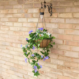 Primrose Artificial Duranta Purple Flowers Hanging Basket With Solar Light  26Cm - thumbnail 4