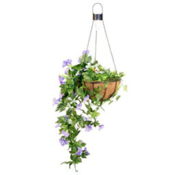 Primrose Artificial Duranta Purple Flowers Hanging Basket With Solar Light  26Cm - thumbnail 1