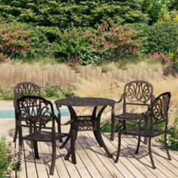 Berkfield 5 Piece Bistro Set Cast Aluminium Bronze