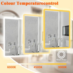 T&k Bathroom Mirror With Led Lights 80X60Cm,with Anti-Fog,3-Colours Dimmable,adjustable Brightness,touch Control&memory Function - thumbnail 3