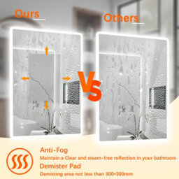 T&k Bathroom Mirror With Led Lights 80X60Cm,with Anti-Fog,3-Colours Dimmable,adjustable Brightness,touch Control&memory Function - thumbnail 5