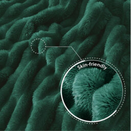 Dyzi Supersoft Ribbed 150X200Cm Jacquard Fleece Throw Blanket  Cozy Sofa & Bed Throw Dark Green - thumbnail 4