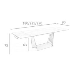 Angel Cerda Elegant Rectangular Extending Dining Table With Porcelain Marble Top And Black Steel Legs - thumbnail 7