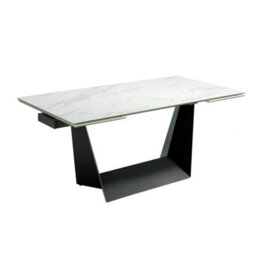 Angel Cerda Elegant Rectangular Extending Dining Table With Porcelain Marble Top And Black Steel Legs - thumbnail 5