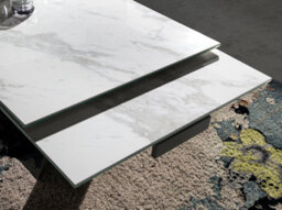 Angel Cerda Elegant Rectangular Extending Dining Table With Porcelain Marble Top And Black Steel Legs - thumbnail 4