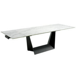 Angel Cerda Elegant Rectangular Extending Dining Table With Porcelain Marble Top And Black Steel Legs - thumbnail 1