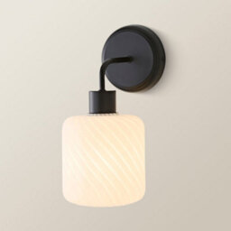 Valuelights Emery Frosted Swirl Glass Shade Matte Black Wall Light With Bulb - thumbnail 3