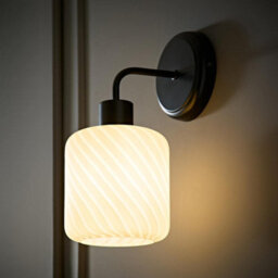 Valuelights Emery Frosted Swirl Glass Shade Matte Black Wall Light With Bulb - thumbnail 2