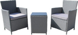 Furniture One Rattan Bistro Set Furniture Grey 3 Pcs Patio Weave Companion Chair Table Set 2 Seater - thumbnail 4
