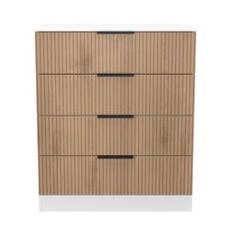Foggia Matt White Light Oak Effect 4 Drawer Chest (H)875mm (W)740mm (D)386mm - thumbnail 2