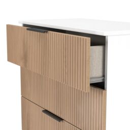 Foggia Matt White Light Oak Effect 4 Drawer Chest (H)875mm (W)740mm (D)386mm - thumbnail 5