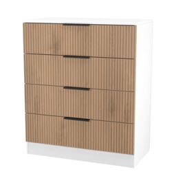 Foggia Matt White Light Oak Effect 4 Drawer Chest (H)875mm (W)740mm (D)386mm - thumbnail 3