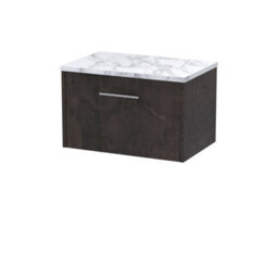 Hudson Reed Juno Wall Hung 2 Soft Close Drawer Vanity Unit With Laminate Worktop In Metallic Slate Finish, 1205mm - thumbnail 2