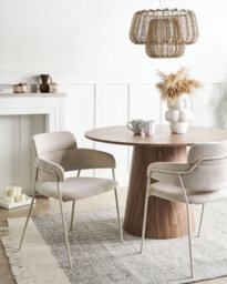 Beliani Set Of 2 Dining Chairs Paonia Chenille Light Beige - thumbnail 2