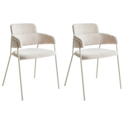 Beliani Set Of 2 Dining Chairs Paonia Chenille Light Beige - thumbnail 1