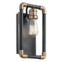 Elegant Black And Natural Brass Wall Light Sconce With Led E27 Bulb