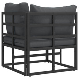 Berkfield Stylish Outdoor Furniture With Cushion With Pillow Black Aluminium - thumbnail 7