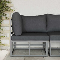 Berkfield Stylish Outdoor Furniture With Cushion With Pillow Black Aluminium - thumbnail 3