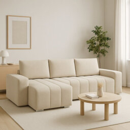 Abrielle Reversible Corner Sofa Bed With Storage And Pull Out Guest Bed Beige - thumbnail 1