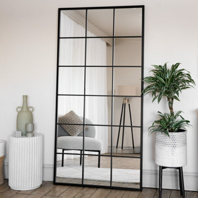 Jōbū Jobu Home - Kyo - Full Length Black Metal Rectangle Lattice Window Mirror - 180Cm X 90Cm - image 1