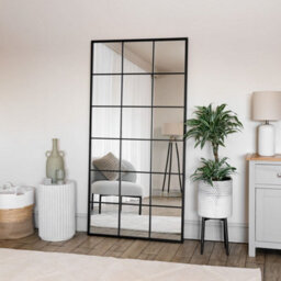 Jōbū Jobu Home - Kyo - Full Length Black Metal Rectangle Lattice Window Mirror - 180Cm X 90Cm - thumbnail 6
