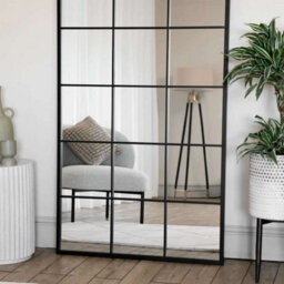 Jōbū Jobu Home - Kyo - Full Length Black Metal Rectangle Lattice Window Mirror - 180Cm X 90Cm - thumbnail 4