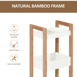Homcom 3-Tier Bathroom Rack Organizer Storage Shelf Rack Free Standing Bamboo - thumbnail 4