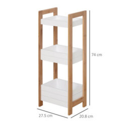 Homcom 3-Tier Bathroom Rack Organizer Storage Shelf Rack Free Standing Bamboo - thumbnail 3