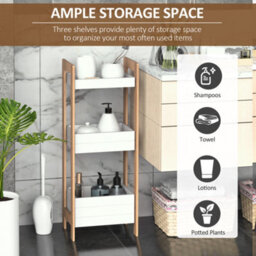 Homcom 3-Tier Bathroom Rack Organizer Storage Shelf Rack Free Standing Bamboo - thumbnail 5