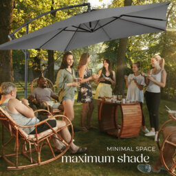 Tectake Parasol Apollo - 250 X 250 Cm, Tilt Adjustable, Protective Cover Included - Light Grey - thumbnail 7