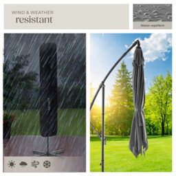 Tectake Parasol Apollo - 250 X 250 Cm, Tilt Adjustable, Protective Cover Included - Light Grey - thumbnail 5