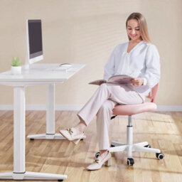 Pink Armless Office Chair - Adjustable Height & Smooth Mobility - thumbnail 4