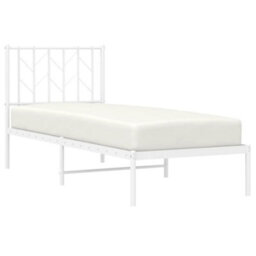 Berkfield Metal Bed Frame Without Mattress With Headboard White 75X190Cm - thumbnail 3