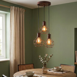 Industrial Vintage Pendant Light With 3 Adjustable Hanging  Wire  E27 Base Ceiling Fixture For Kitchen Island, Dining Room - thumbnail 8