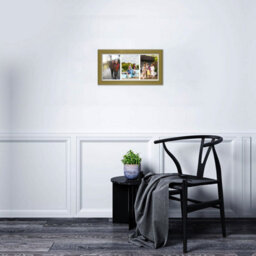 AK Frames 16X8 Gold Classic Multi Photo Frame With White Mount - Holds 3 Apertures (3X) 7X5 Photos - thumbnail 3