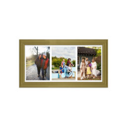AK Frames 16X8 Gold Classic Multi Photo Frame With White Mount - Holds 3 Apertures (3X) 7X5 Photos - thumbnail 1