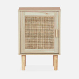 Sweeek - 1-Door Woven Rattan Bedside Table Camargue Natural 40X30X58 Cm - thumbnail 2