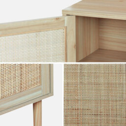 Sweeek - 1-Door Woven Rattan Bedside Table Camargue Natural 40X30X58 Cm - thumbnail 4
