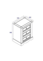 Core Products Premium Corona Grey, 3 Drawer Bedside Cabinet, Grey & Antique Waxed Pine H68.5Cm X W53.0Cm X D38.0Cm - thumbnail 8